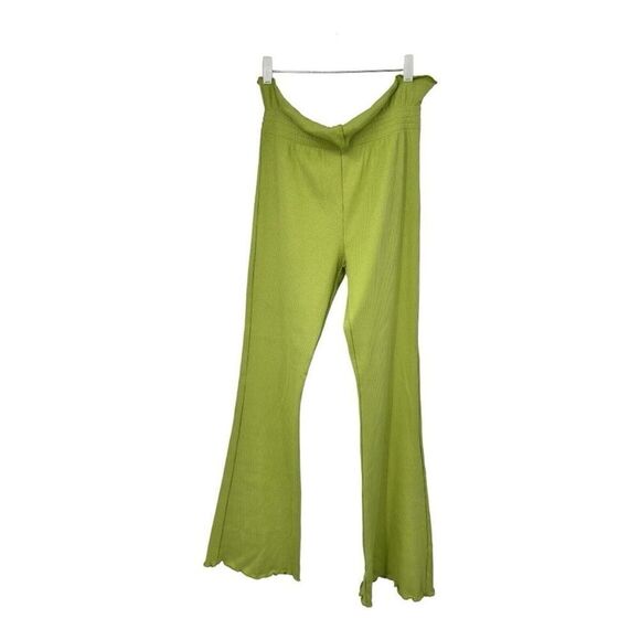 Sammy B NWT Kenny Slim Fit Flared Ribbed Jersey Pants in Green - Picture 9 of 11